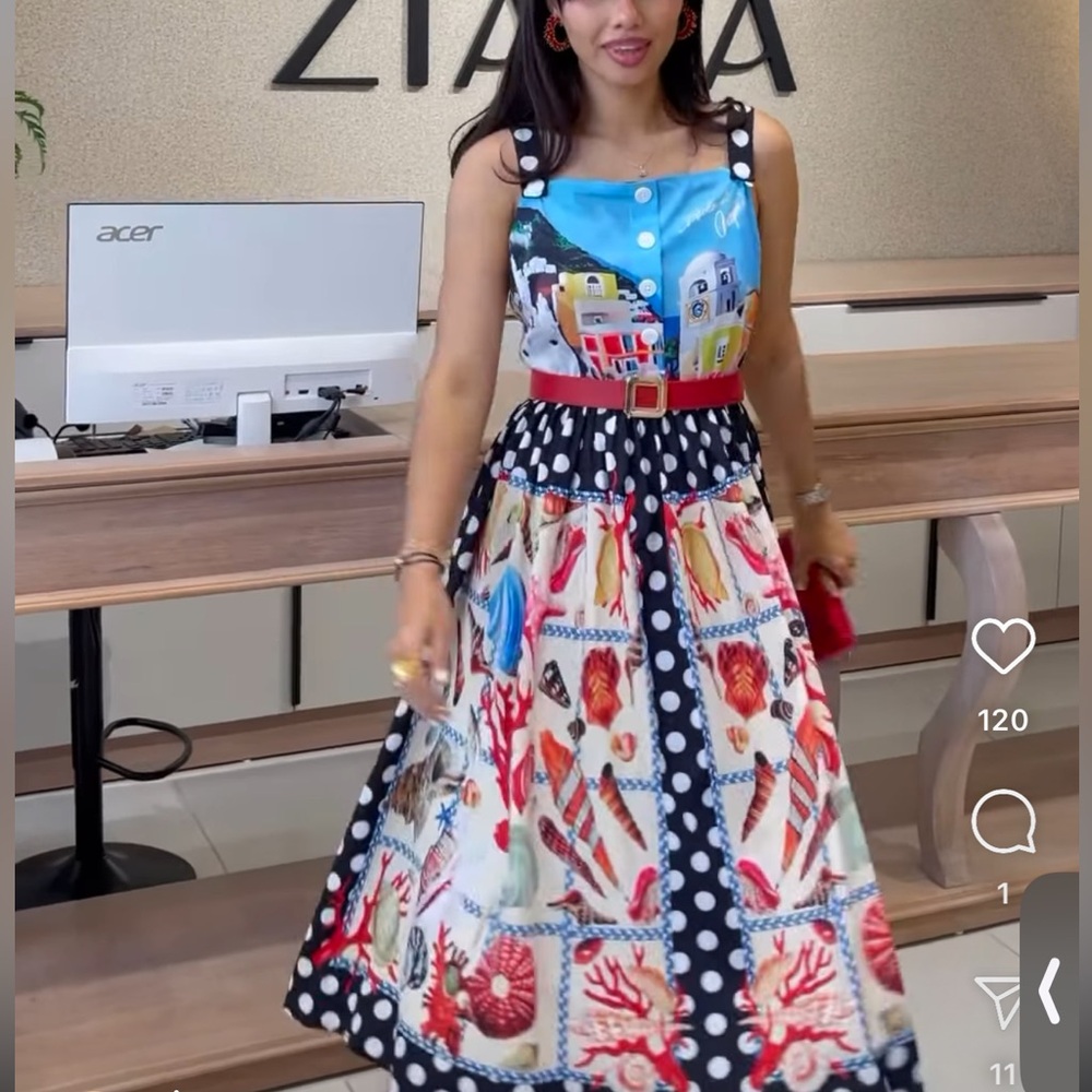 Colorful Printed Women's Dress size L